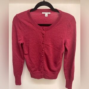Banana Republic Merino Wool Cardigan red Button Front Sweater XS